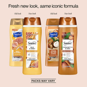 Suave Milk & Honey bottle front view highlighting warm scent
