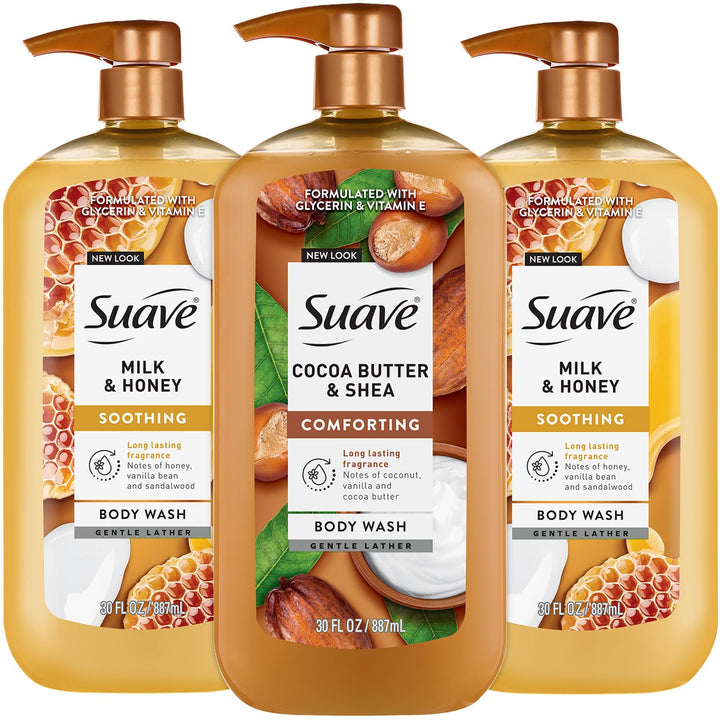 Suave Milk & Honey front packaging showing scent and size benefits