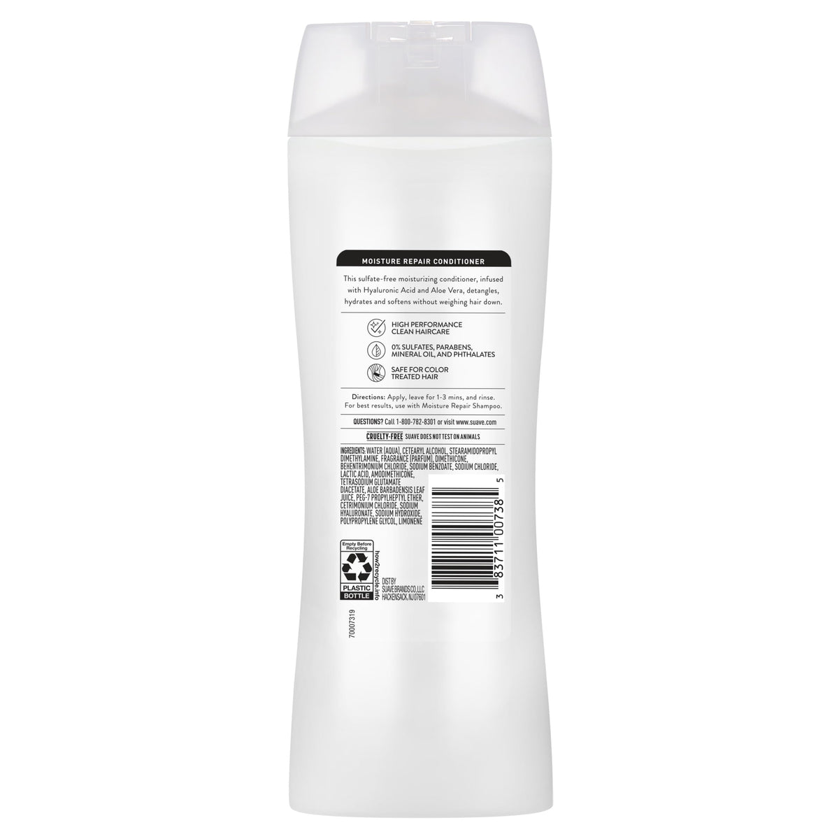 Suave conditioner on bathroom shelf showing everyday lifestyle use