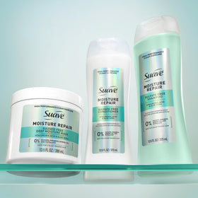 Suave conditioner paired with matching shampoo for routine benefits