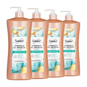 Suave Moroccan Infusion front bottle showing branding and benefit of shine