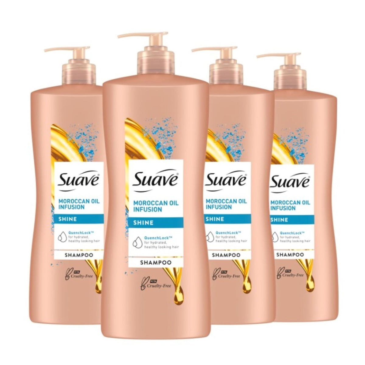 Suave bottle front packaging showing brand and glossy hair benefit