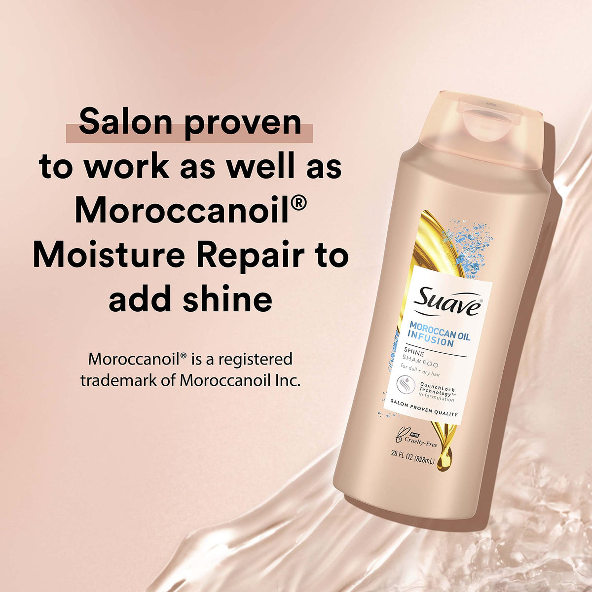 Suave pump dispensing shampoo demonstrating easy use and convenience