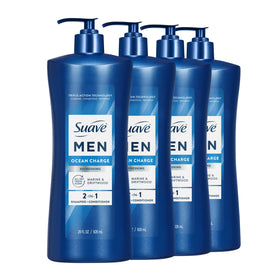 Suave Men Ocean Charge front pump bottle showing product branding and size benefits