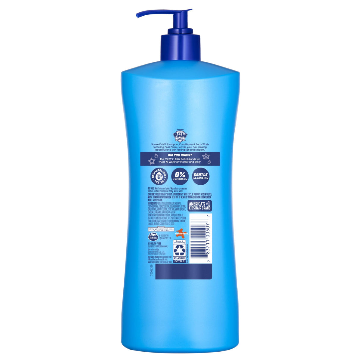 Suave Paw Patrol child using in shower promoting tear-free washing