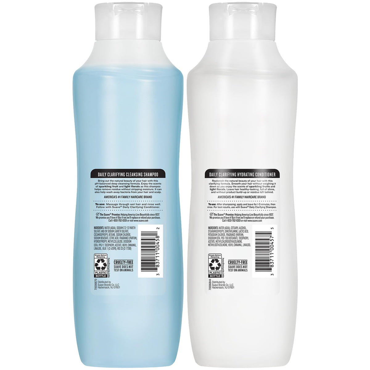 Suave product label close-up highlighting ingredients and hypoallergenic benefit