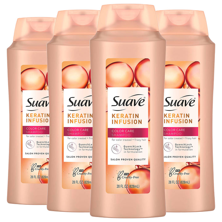 Suave front packaging showing brand and color care benefits