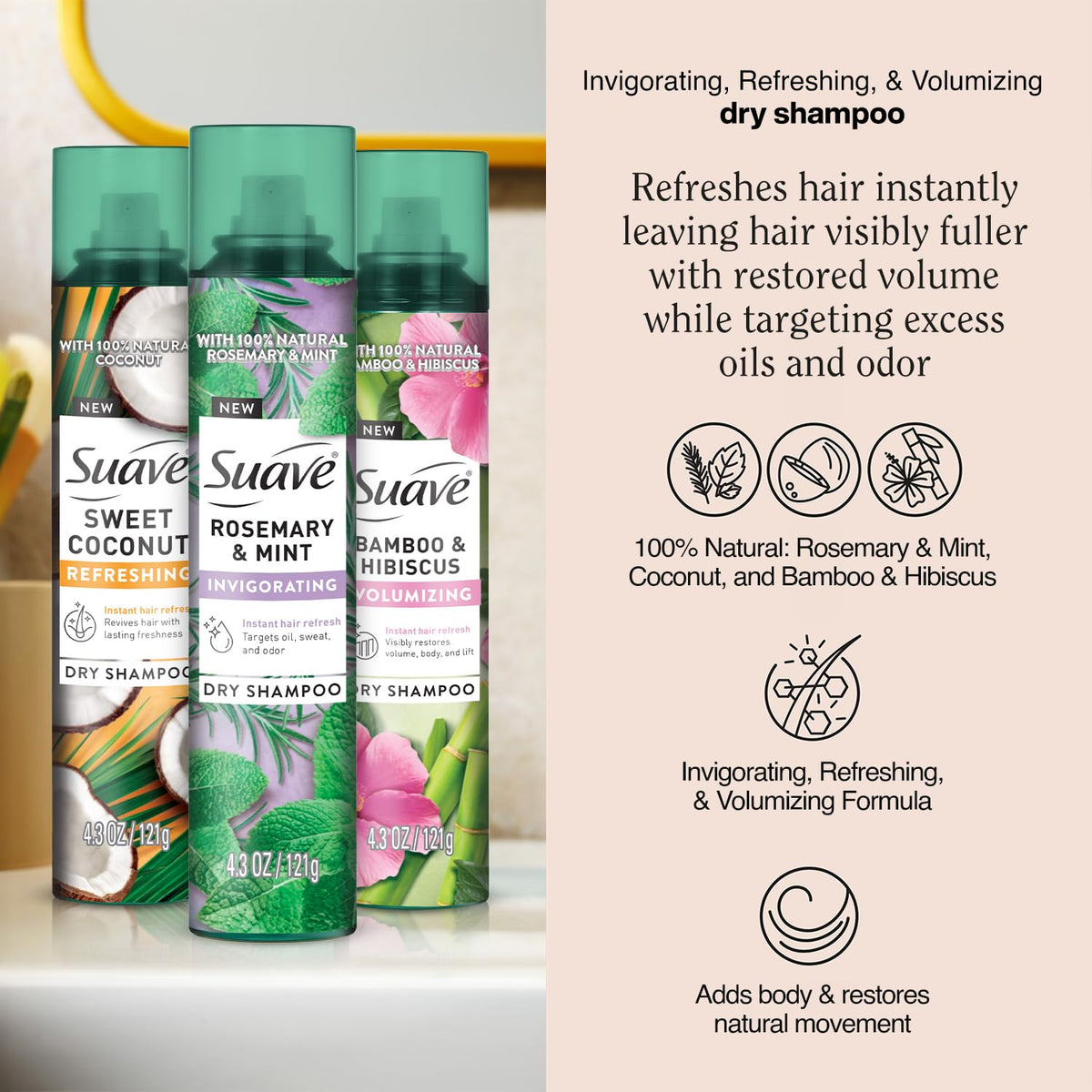 Suave Rosemary & Mint nozzle close-up for precise, refreshing spray