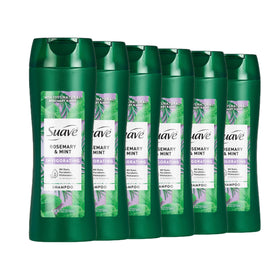 Suave bottle front packaging showing rosemary and mint for refreshing cleanse