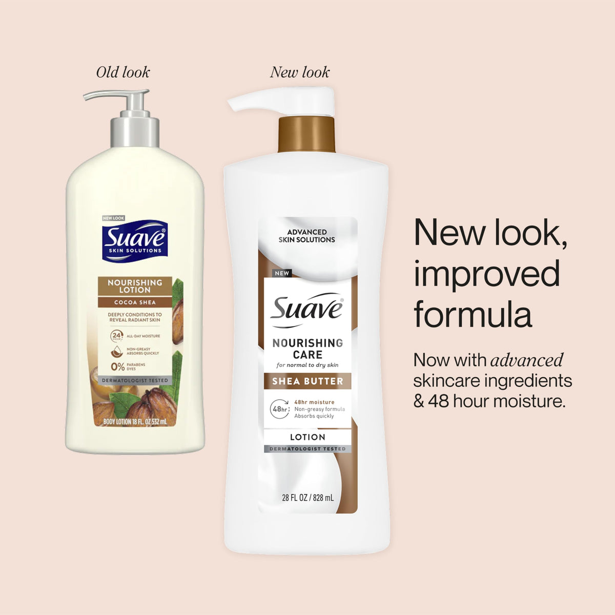 Suave 28 fl oz bottle beside everyday objects showing size