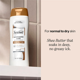 Suave shea butter pump-top detail for easy, mess-free dispensing
