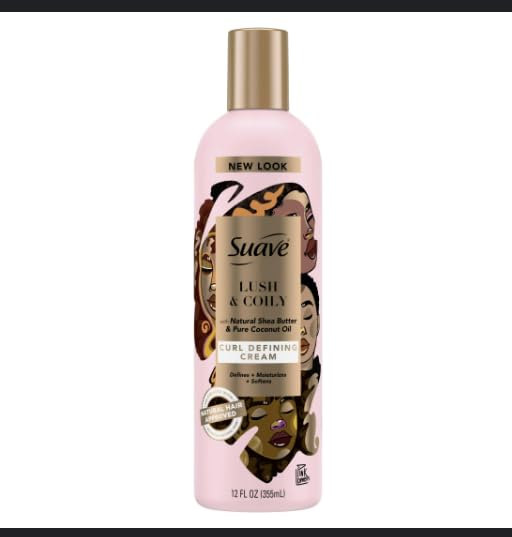 Suave jar front view showing label and benefits for defined curls