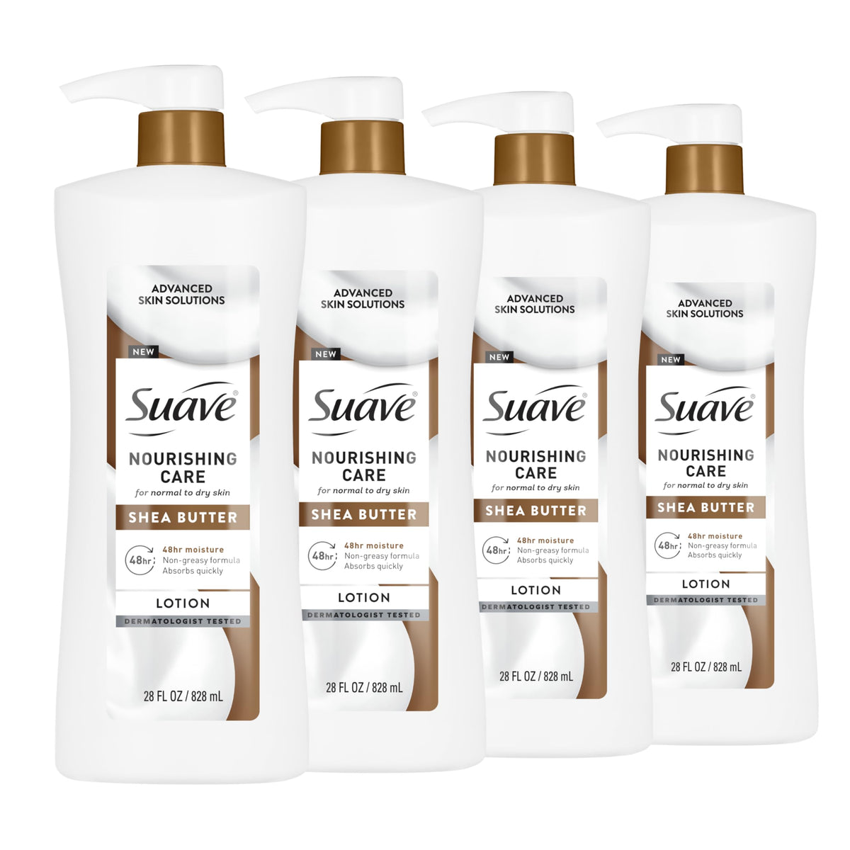 Suave bottle front packaging showing shea butter benefits