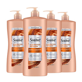 Suave bottle front packaging showing sleek benefits and brand clarity