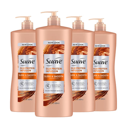 Suave bottle front packaging showing sleek benefits and brand clarity