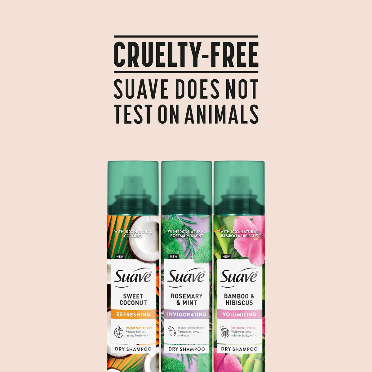 Suave can in hand showing portable 4.3 oz travel-friendly size
