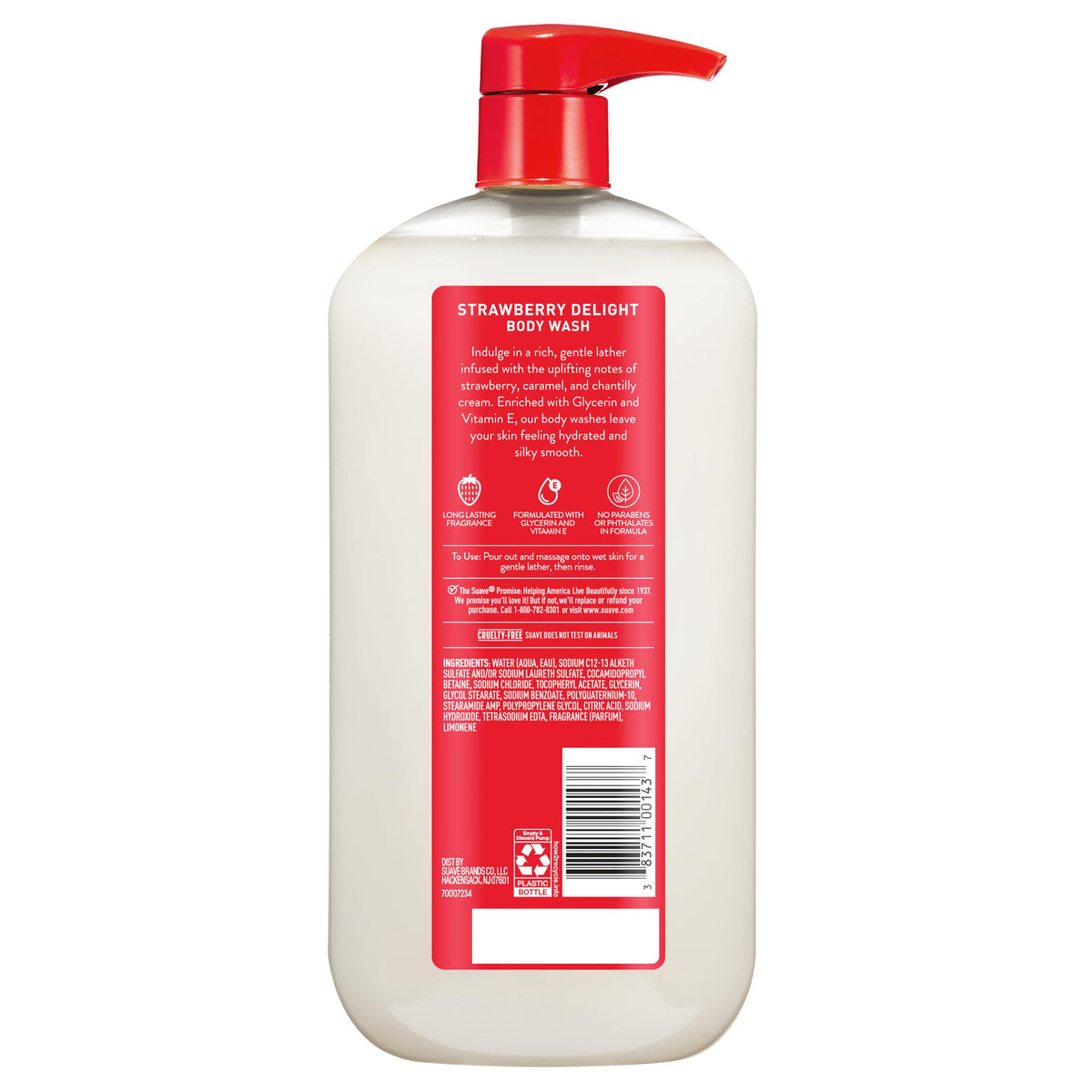 suave bottle staged on bathroom shelf indicating convenient everyday storage