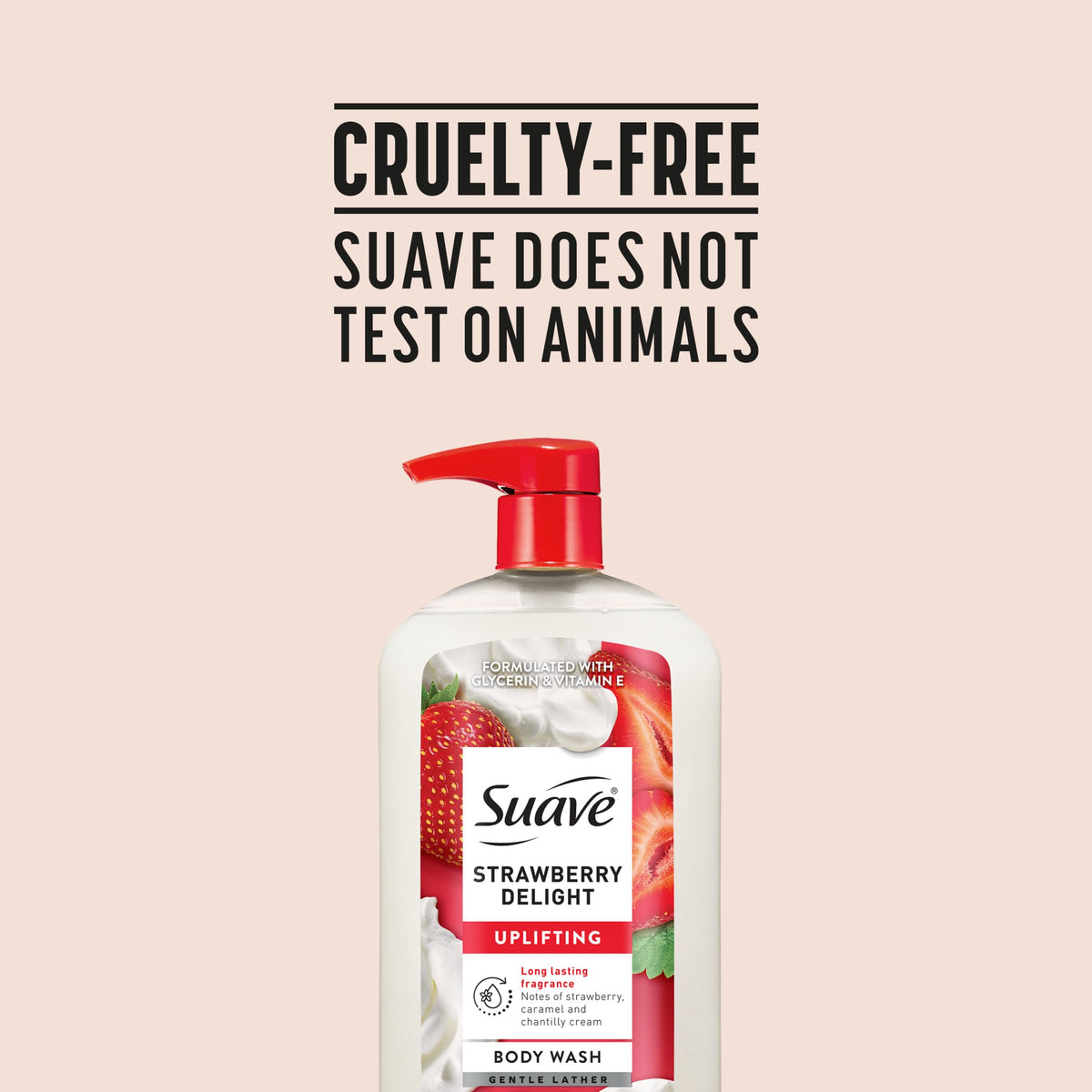 suave visual of strawberries and cream representing the product fragrance