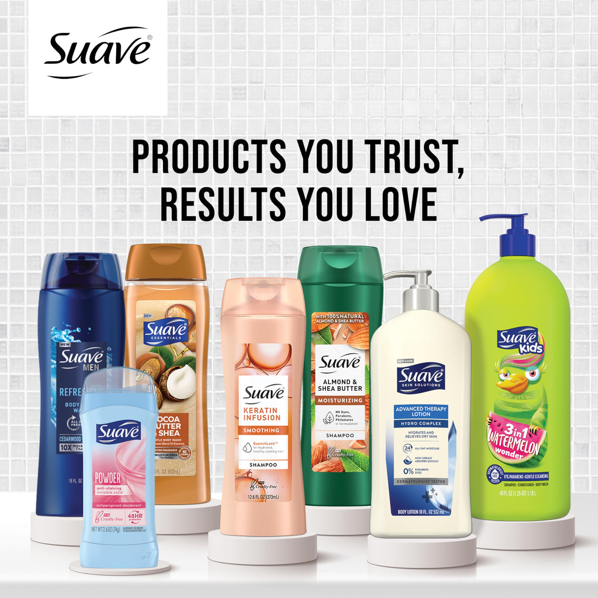 Suave 18 oz bottle held in hand showing size and value pack