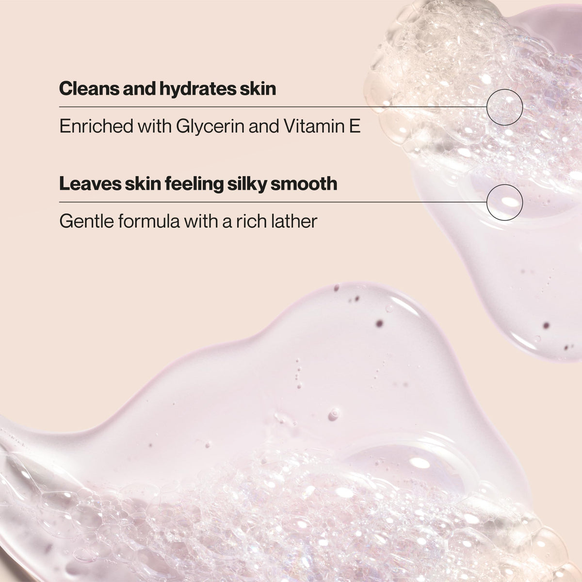 Close-up of Suave creamy foam texture demonstrating moisturizing cushion