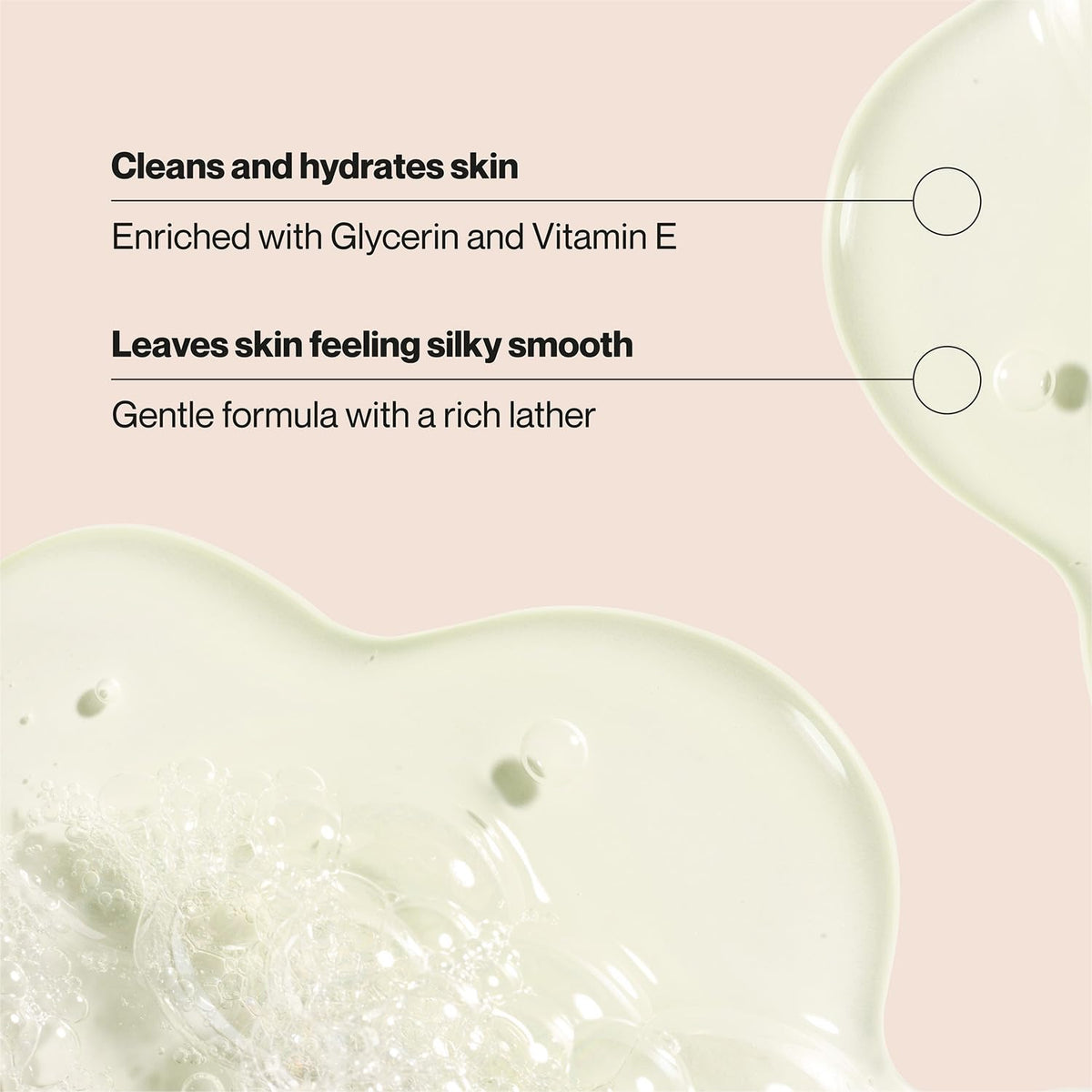 close-up creamy lather from Suave body wash showing softening texture