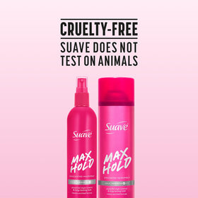 Suave cans inside a travel bag demonstrating compactness for touchups