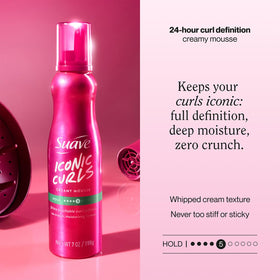 Suave whipped mousse dispensed into palm, demonstrating easy application