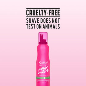 Close-up of Suave whipped mousse label showing scent and cruelty-free claim