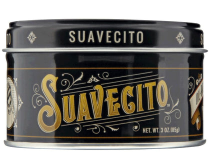 suavecito 3 oz tin front label showing brand and product in compact packaging for easy storage