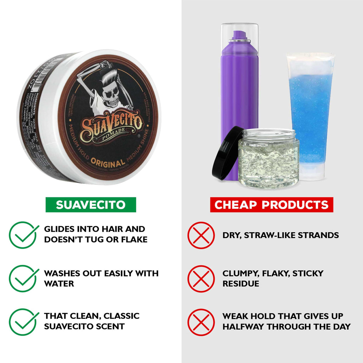 Suavecito being rubbed between hands demonstrating effortless application and control