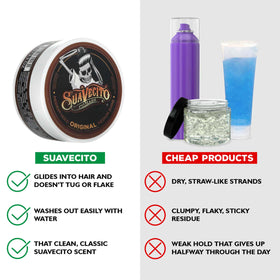 Suavecito being rubbed between hands demonstrating effortless application and control