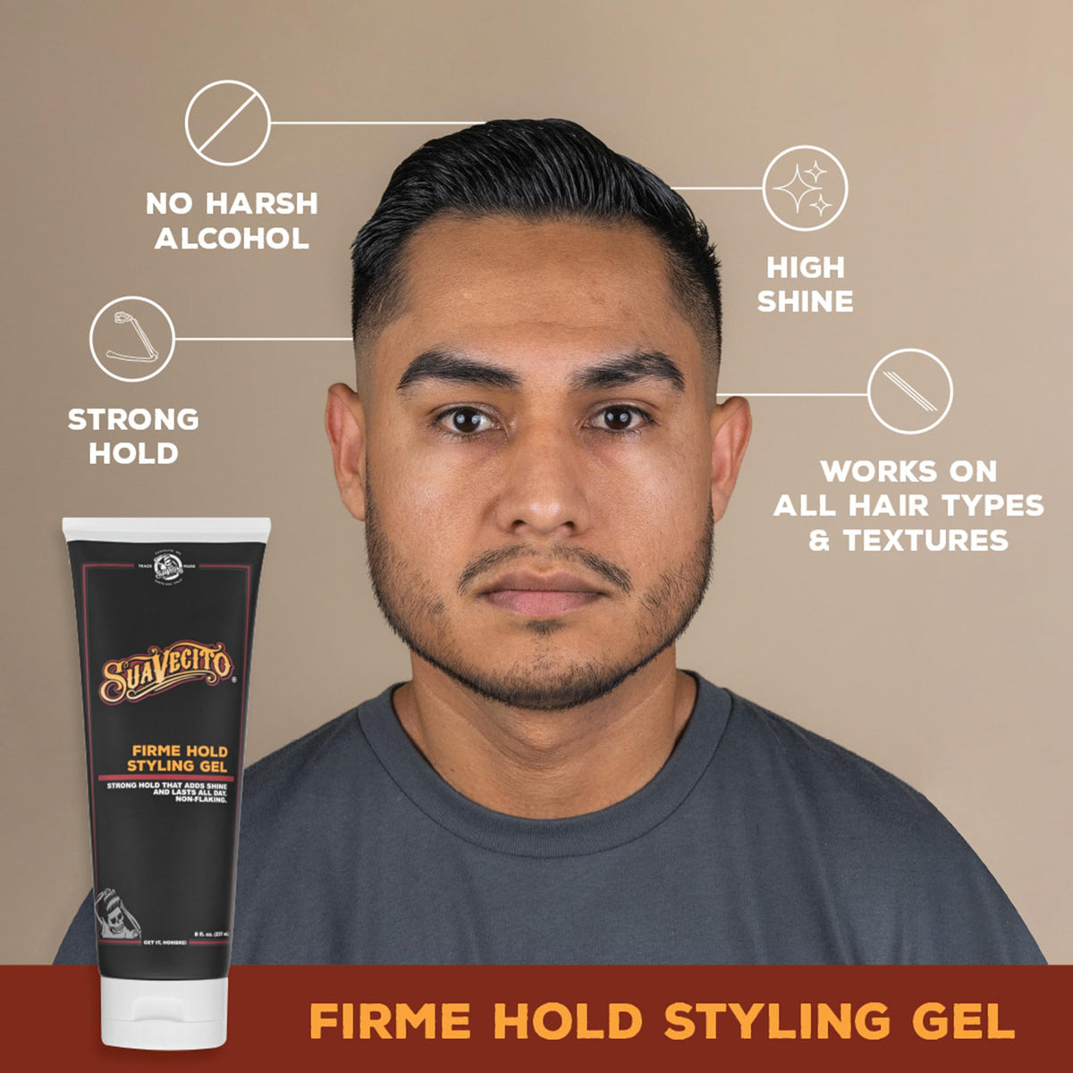 Applying Suavecito gel on hands for even distribution and styling control