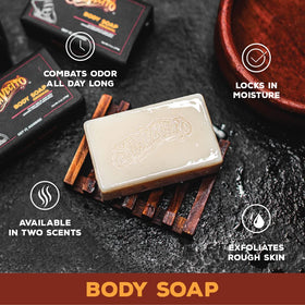 Suavecito bathroom lifestyle display placing bars near shower for daily use benefit