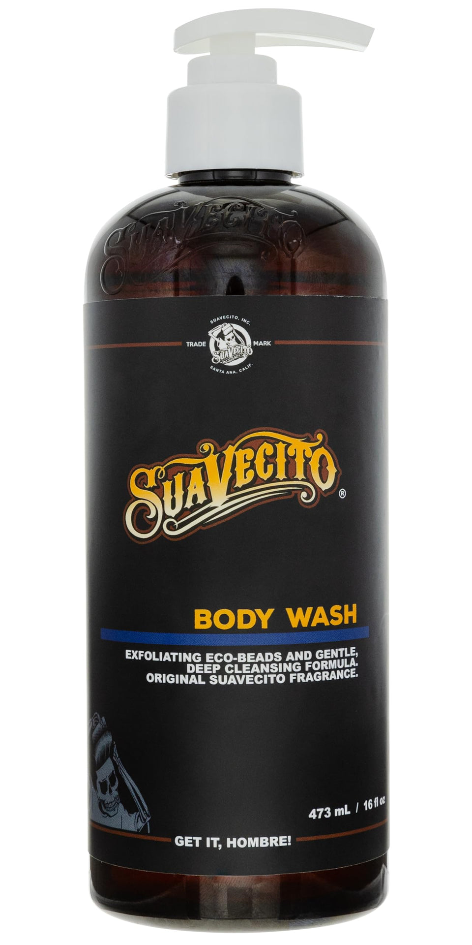 Suavecito bottle front view showing label and size, easy identification benefit