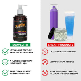 Suavecito close-up cream texture illustrating smooth, non-greasy finish benefit