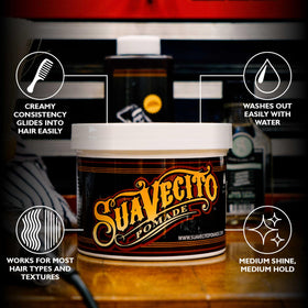 Suavecito creamy pomade texture closeup for easy application benefit