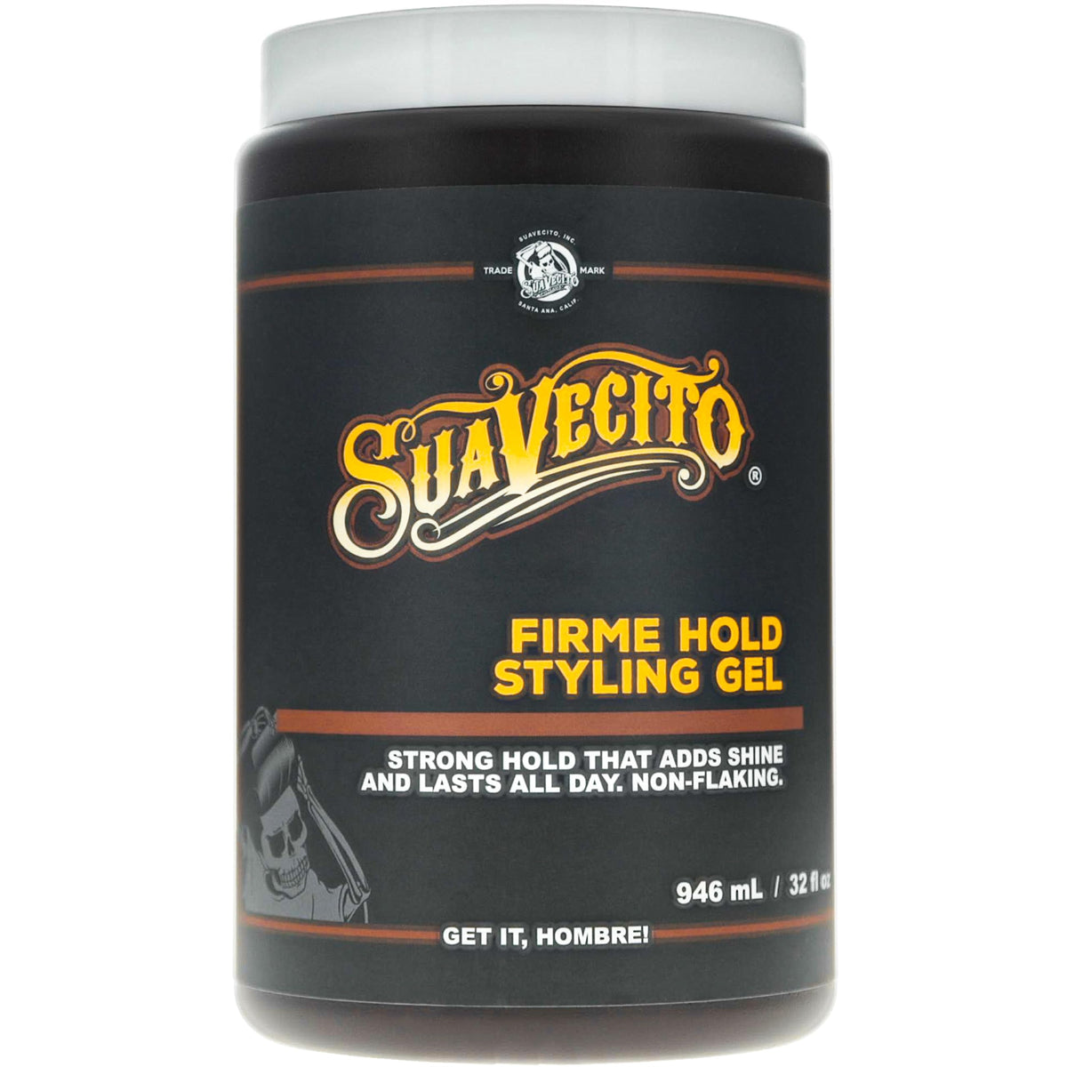 Suavecito tub front view showing brand and size for easy identification and value