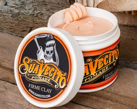 Suavecito before and after hair showing defined volume and hold