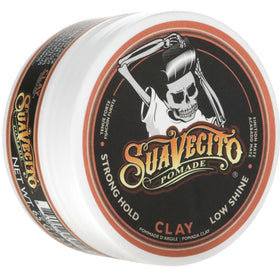 Suavecito Firme Clay front jar showing compact styling solution and strong hold