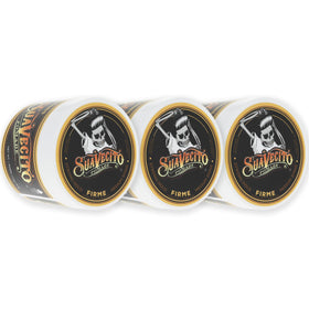 Suavecito Firme front tin showing label and strong-hold promise for reliable styling