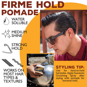 Suavecito Firme on bathroom counter near sink, easy wash-out and daily routine benefit