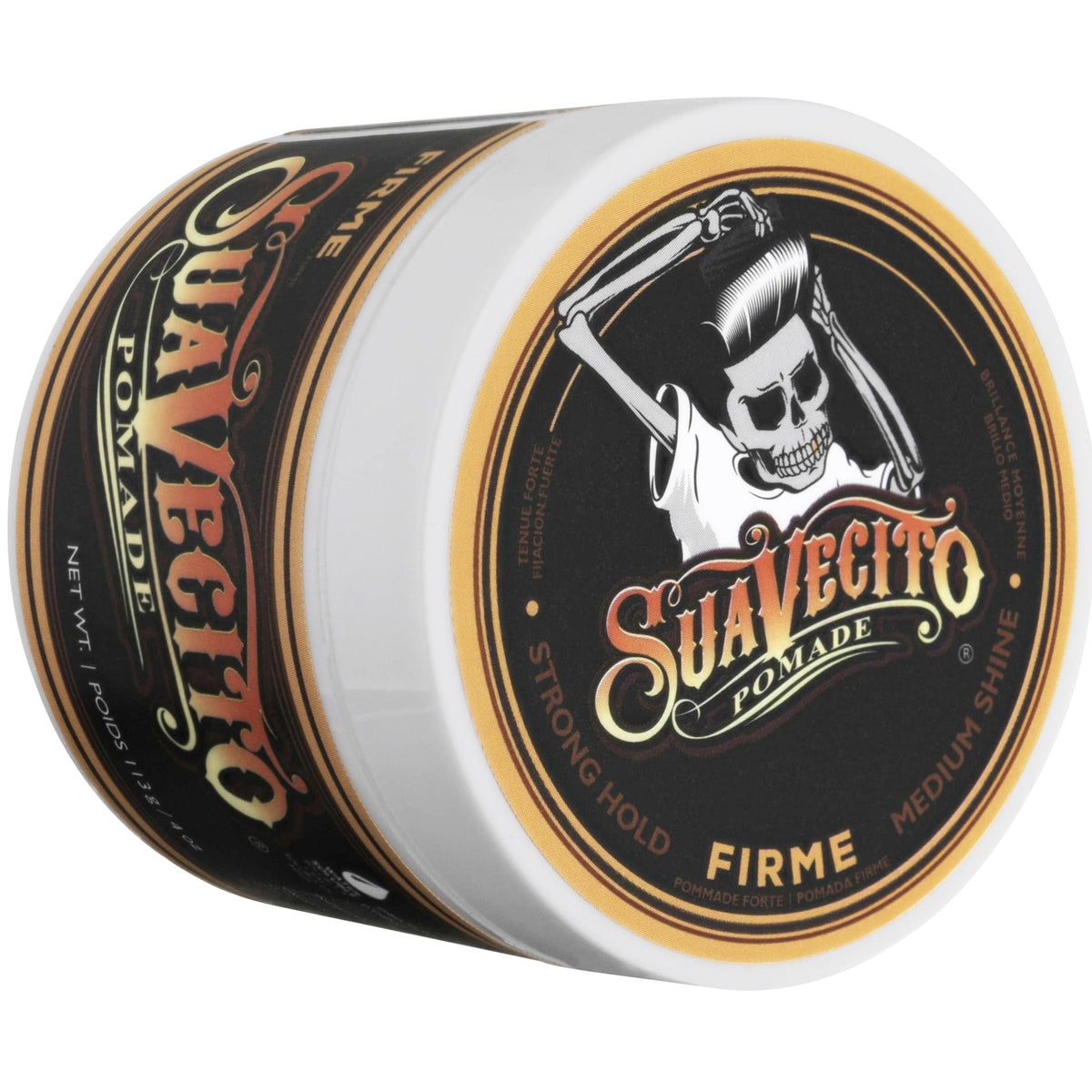 4 oz Suavecito jar next to a ruler to show compact travel-friendly size