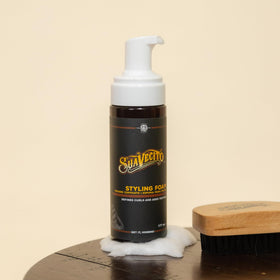 Suavecito foam dispenser closeup demonstrating easy, mess‑free application