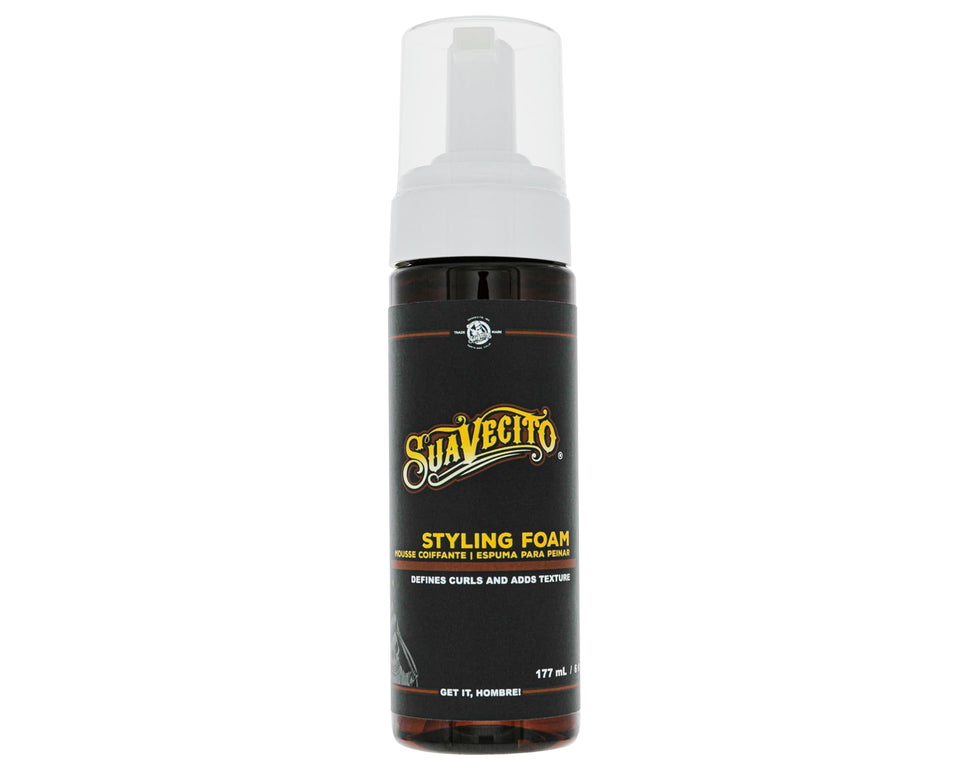Suavecito front aerosol can showing branding and product finish benefit