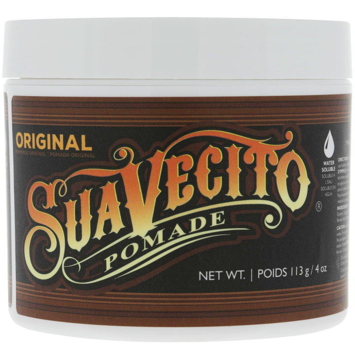 Suavecito jar front view showing brand and 4 oz size plus polished hold
