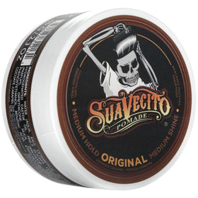 Suavecito front jar showing label and compact size for easy storage