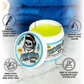Suavecito open jar showing smooth pomade texture for easy styling and gentle hold