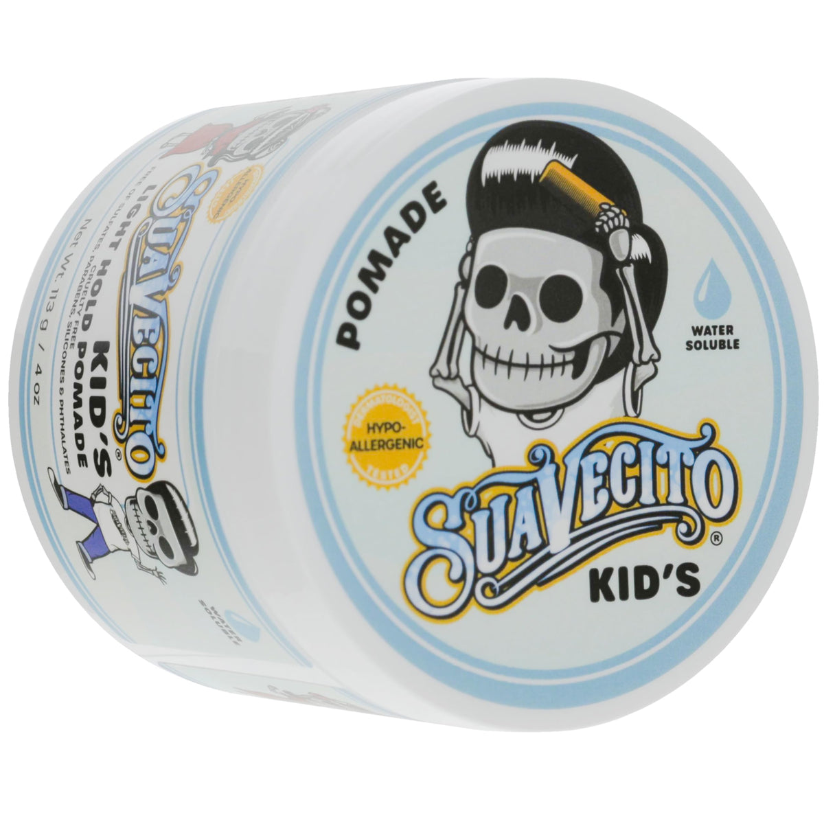 Suavecito 4 oz jar next to common items to show scale and travel-friendly size