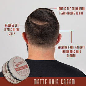 Stylist applying Suavecito at roots to create volume and fuller-looking hair