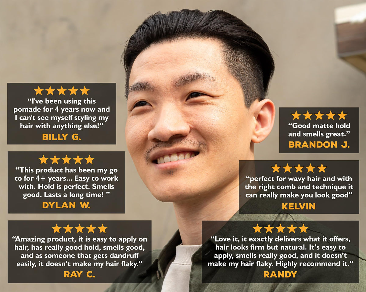 Suavecito matte pomade before and after hairstyle comparison showing control benefit